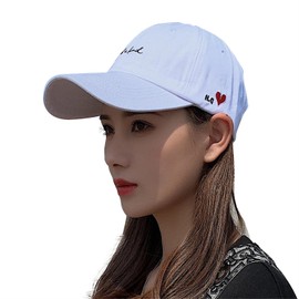 JOMA-E Shop Women's Hat, Large Sizes, Deepened Cap, English Letters, Embroidery, Cool Touch Sensation, UV Protection, Korean Cap, Adjuster, Adjustable, Cap, All Seasons CAP, white