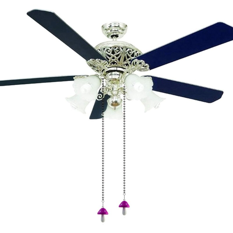 Hyamass Ceiling Fan Pull Chain Extender - 12" Wooden Mushroom