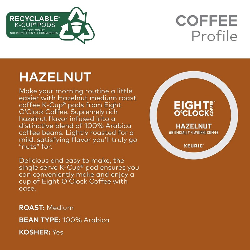 Eight O'Clock Coffee Hazelnut Coffee, 24 Count