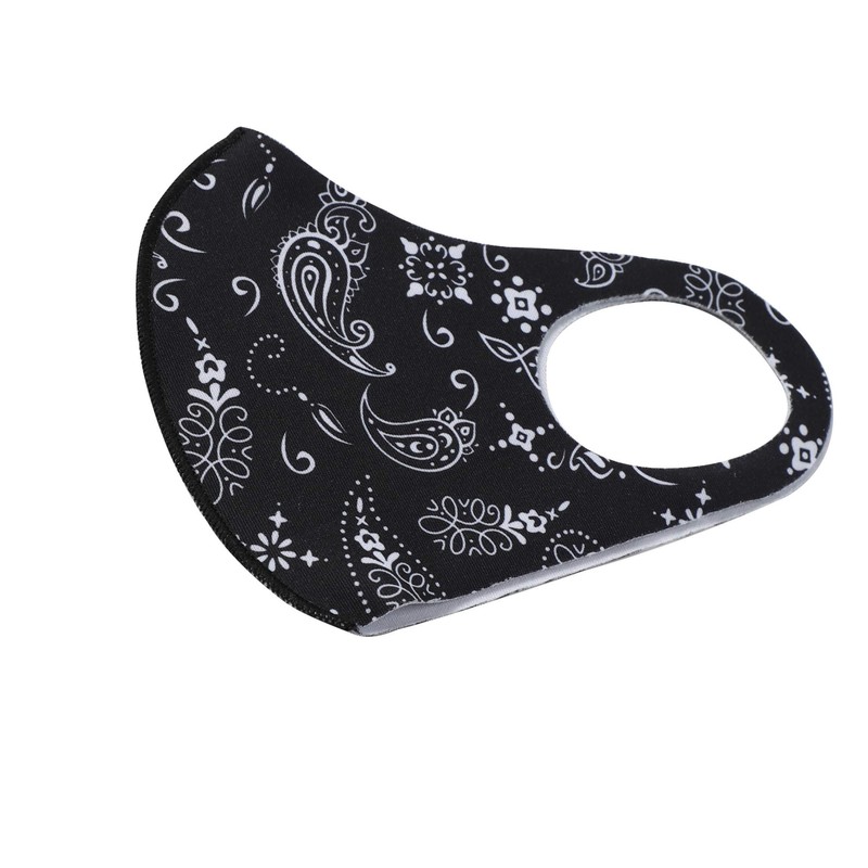 Komonee Face Mask Washable Reusable Black Paisley Dustproof Cloth Mouth