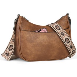 Lubardy Bolsa de Mujer PU Bolsa Cruzada para Mujer Crossbody Mujer Retro Bolsa Bandolera para Mujer con Correa Ajustable Bolsas de Mano para Mujer para Casual Cita, Compras Hacer Regalos Marrón
