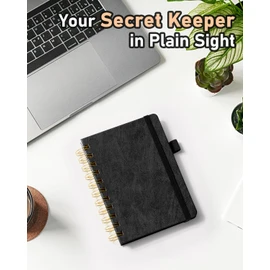 WEMATE Spiral Password Book with Alphabetical Tabs, Small Password Keeper Book for Seniors, Internet Password Notebook Hardcover Password Journal logbook – 4.7''x 6'' (Black)