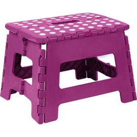 Utopia Home Folding Step Stool - (Pack of 1) Foot Stool with 9 Inch Height - Holds Up to 300 lbs - Lightweight Plastic Foldable Step Stool for Kitchen, Bathroom & Living Room (Purple)