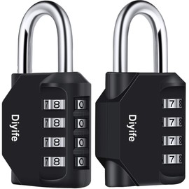 Combination Padlock, [2 Pack] Diyife 4 Digit Lock Combination, Padlock Weatherproof Outdoor for School Gym Locker, Sports Locker, Shed, Fence, Hasp, Garage(Black)