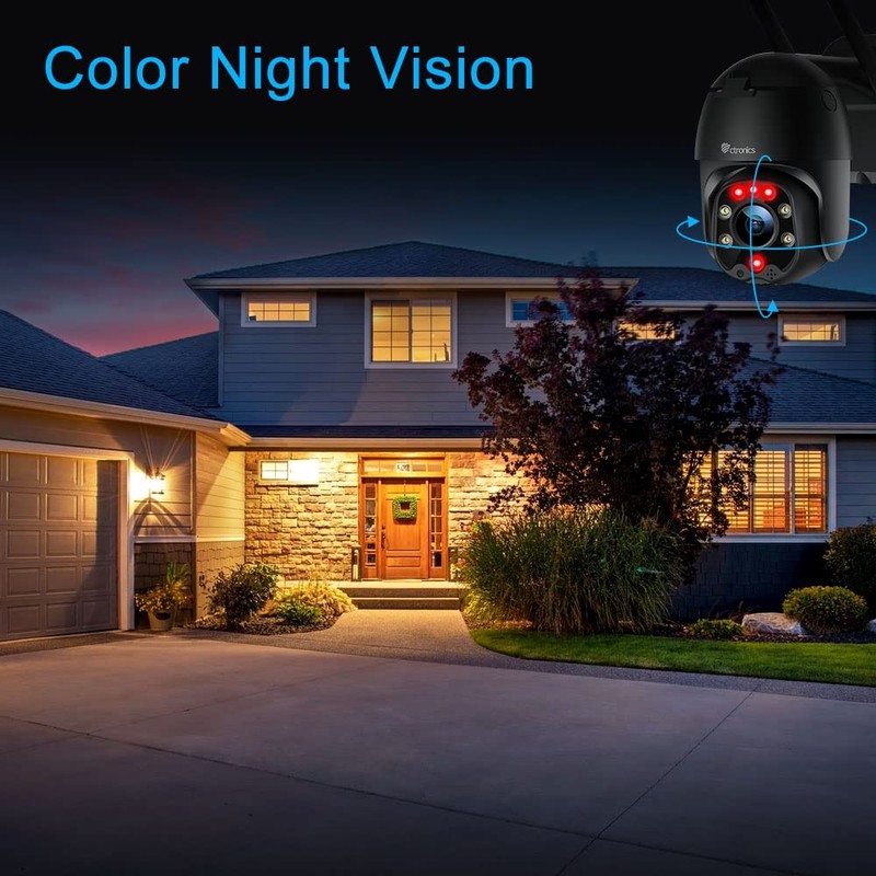 ctronics Outdoor Security Camera with Color Night Vision, 1080P PTZ