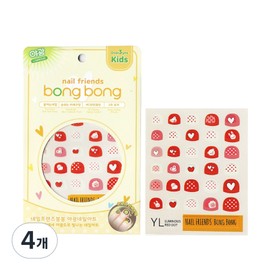 Bonbon Friends Nail Friends for Kids Bonbon Luminous Nail Stickers, Red Dots, 4 Pieces / 봉봉프렌즈 키즈용 네일프렌즈봉봉 야광 네일스티커, 레드도트, 4개