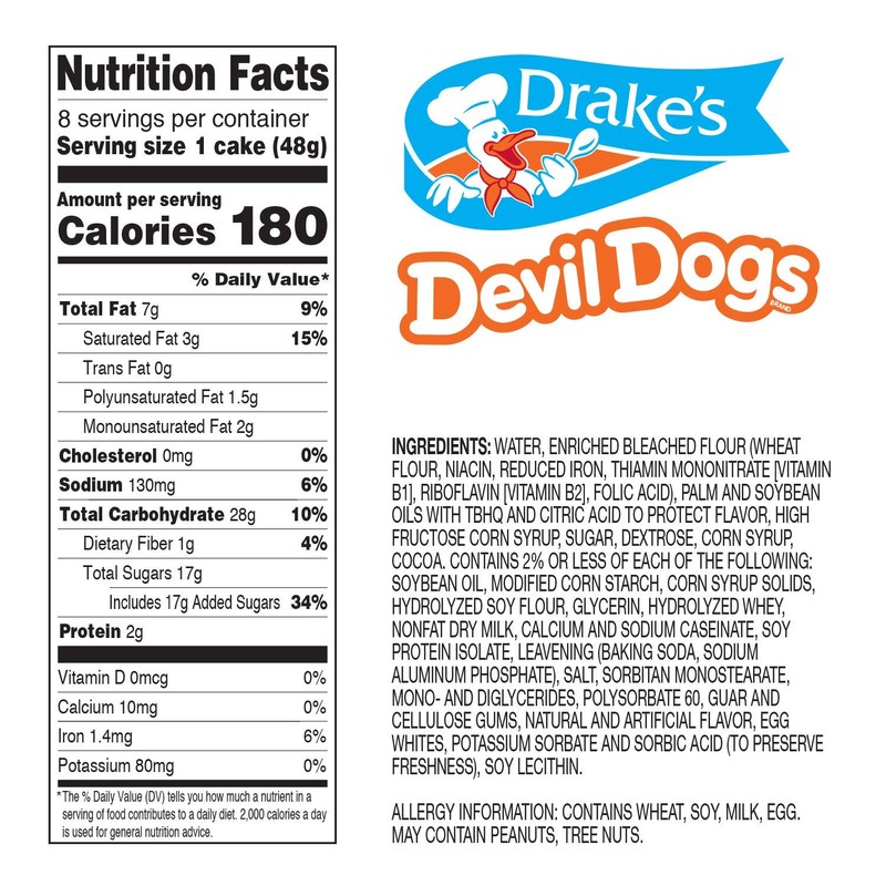 Drake's Devil Dogs, 8 count per box, 13.63oz of Devil