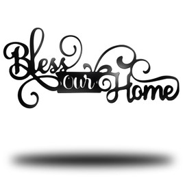 Wall Decor Sign Bless Our Home Metal Wall Decor Black Metal Wall Decorations for Bedroom Bless Our Home Wall Decor Metal Word Art for Walls Home Wall Art for Entryway Living Room Kitchen Decoration