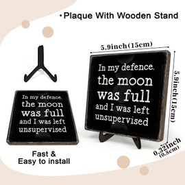 Rustic Wooden Sign-In My Defense, The Moon Was Full and I Was Left Unsupervised - Funny Witchcraft Decor, Humorous Quote Plaque, Perfect for Werewolf Fans
