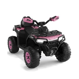 12V Kids Ride On Toys Car w/Parent Remote Control, Spring Suspension, LED Lights, Bluetooth, Music, USB, Early Education, Volume Control, Off-Road ATV 4 Wheeler Design w/Colorful LED Flag, Boys Girls