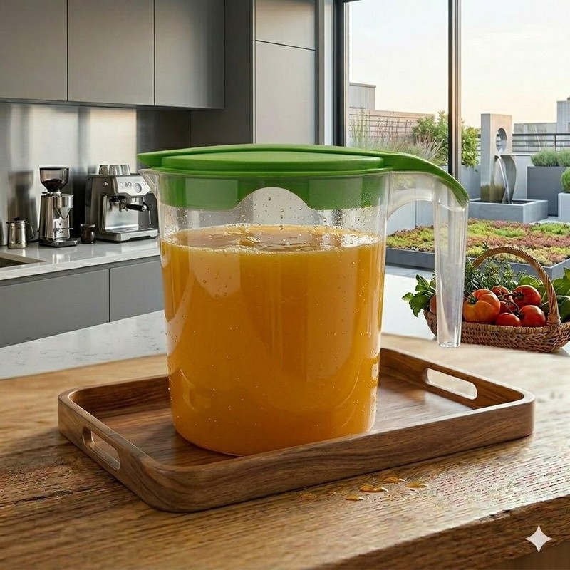 1 Liter Plastic Jug with Lid for Water Fruit Juices