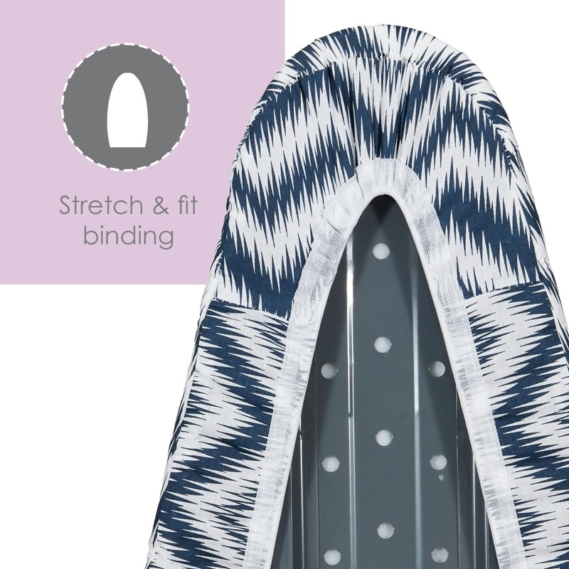 Ironing Board Cover and Pad (Blue Chevron), 100% Cotton with