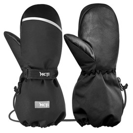 MCTi Children's Ski Gloves Waterproof Mittens Gloves 1-20 Years Boys Girls Winter Gloves Black XXXS