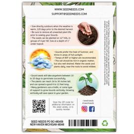 Seed Needs Luffa Gourd Seeds for Planting - Non-GMO, Heirloom & Untreated - Organically Grow Loofah Sponges Outdoors in a Home Grown Garden (2 Packs)