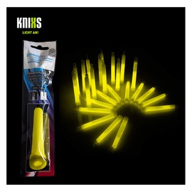 Knixs 15 Glow Sticks, Professional Quality, German Test Mark: 1.4 / 150 x 15 mm, 6-Colour Mix or Plain Bright, For Party, Festival, Outdoor or Emergency Light, yellow