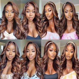 BilltiiWW Ombre P430 Body Wave Bundles Human Hair Highlight Body Wave Bundles Brown and Light Brown two tone Brazilian Human Hair Soft and Silky for Black Women 26 28 30 Inch