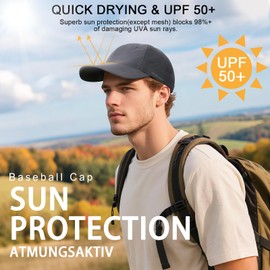 TAGVO Baseball Cap Men Women Pack of 2 Quick Drying UV Protection Baseball Cap Summer Breathable Lightweight Sports Running Cap Baseball Cap Golf Cap Sun Hat for Travel Outdoor, Dark Grey & Navy Blue