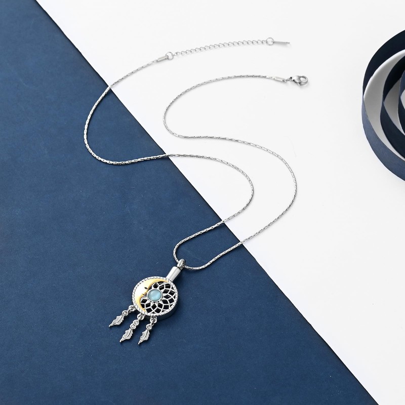 Dream Catcher Cremation Jewelry for Ashes for Women Men Moon