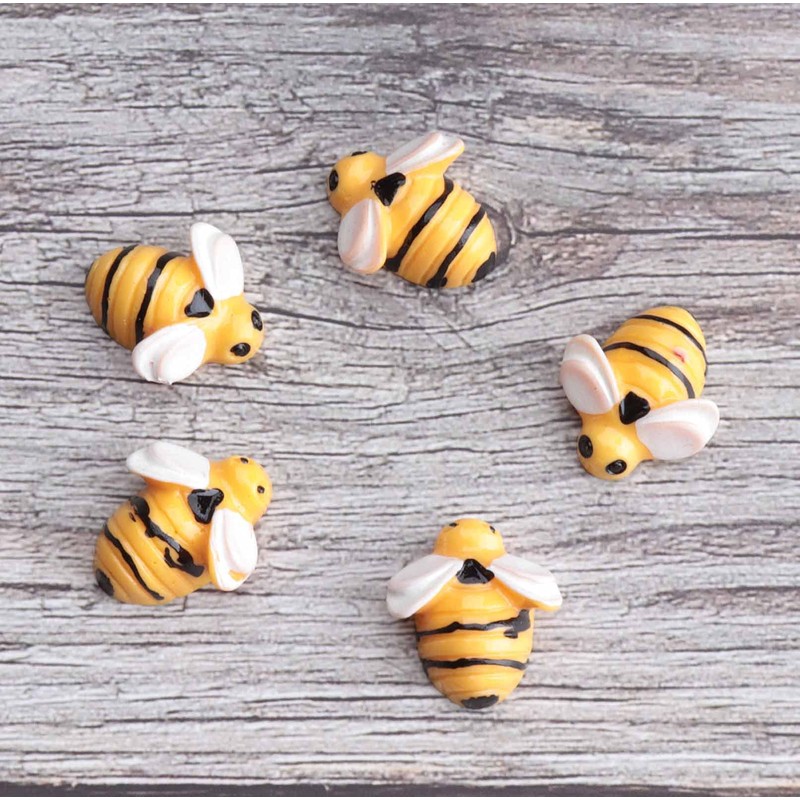 Ruwado 20 Pcs Resin Bee Flatback Embellishment Tiny Decorative Cute