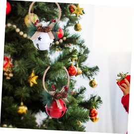 Ciieeo 4pcs Christmas Bell Decorations White Red Hanging Bells with Pine Cones Festive Door Hangers for Holiday Party Supplies Iron Material