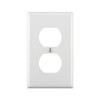 Leviton 80703-W 1-Gang Duplex Device Receptacle Wallplate, Standard Size, Thermoplastic Nylon, Device Mount, White, 1 Pack