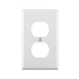 Leviton 80703-W 1-Gang Duplex Device Receptacle Wallplate, Standard Size, Thermoplastic Nylon, Device Mount, White, 1 Pack