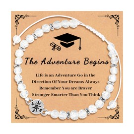 2025 Graduation Gifts for Her - Clear Quartz Healing Crystal Bracelet for High School College Class 5th 8th Grade Girls - Middle School Kindergarten Masters Degree Senior Congratulations Gifts