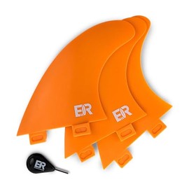 Eisbach Riders Surfboard FCS Thruster Fin Set with Fin Key (Size G3 Small) - Fins for Surfboard and SUP (Orange)