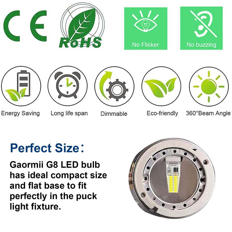 G8 LED Bulb Dimmable 3W Equivalent to 20W-25W Halogen Bulb,