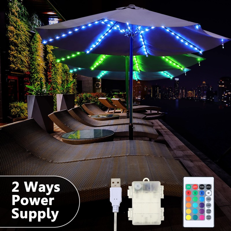 Patio Umbrella String Lights with 16 Color Changing and 12