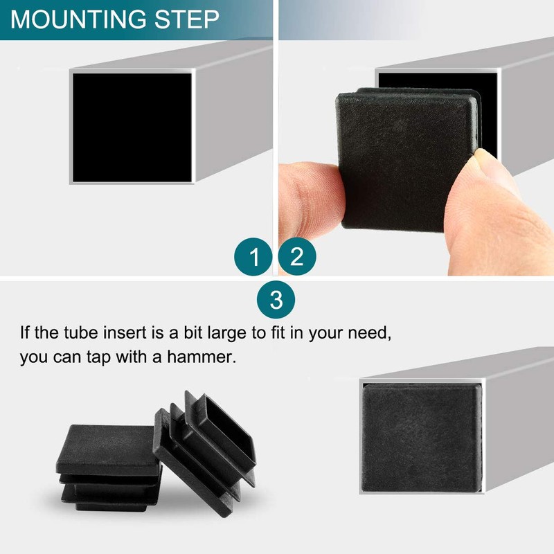 sourcingmap 8pcs Plastic Square 30 x 30mm Ribbed Tube Inserts