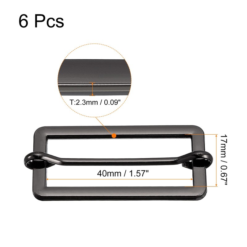 sourcing map Sliding Buckles Metal Rectangle Adjuster Triglides, darkgray