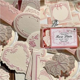 Rose Train Vintage Paper Ephemera Set, 30 Pieces, Pink Floral Frames and Borders for Scrapbooking and Journaling