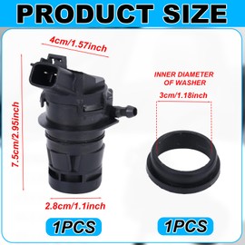 Front Windshield Washer Pump, 85330-60190 85330-Ae010 Replacement High Pressure Wiper Fluid Pump with Rubber Grommet Compatible with Subaru Mazda Zephyr MKZ