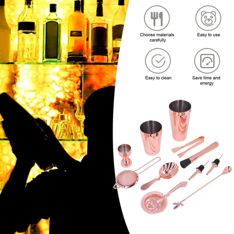 Lybunair 11 PCS Spotless Steel Cocktail Making Set, Complete Mixing