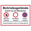 HB-Druck Schild Betriebsgelände Mitarbeiter Betreten Durchfahrt Parken A2 Rückseite selbstklebend