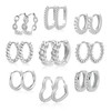 Hoop Earrings for Women, ALEXCRAFT 9 Pairs Multipack Silver Hoop