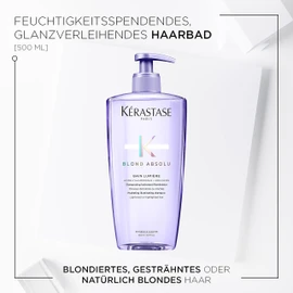 Kérastase Shampoo für blondes Haar für mehr Glanz, Haarbad mit feuchtigkeitsspendender Hyaluronsäure, Bain Lumière, Blond Absolu, 500 ml