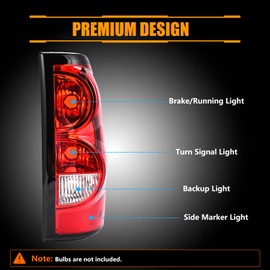OLDANI Tail Lights Designed for 2003-2006 Chevy Silverado 1500 2500 3500 1500HD 2500HD, Tail Light Assembly Driver & Passenger Side Taillights, with Brake Rear Lamp, Black Edge, 1 Pair
