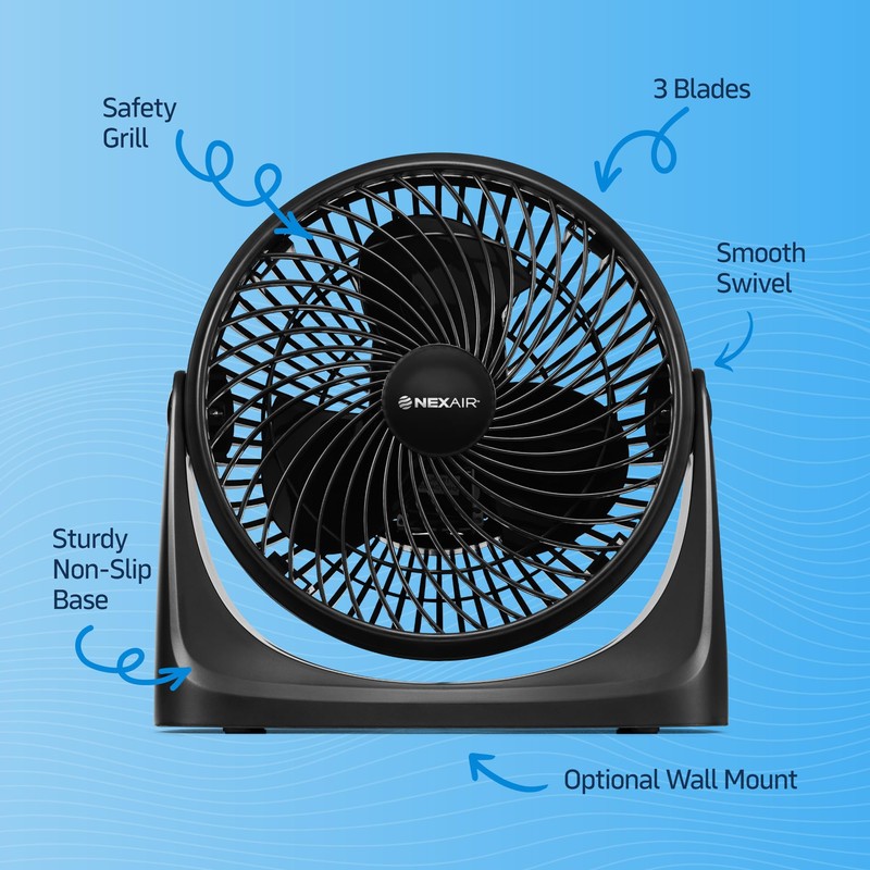 NEXAIR 7" Air Circulator Portable Turbo Fan, 3 Speed Adjustable