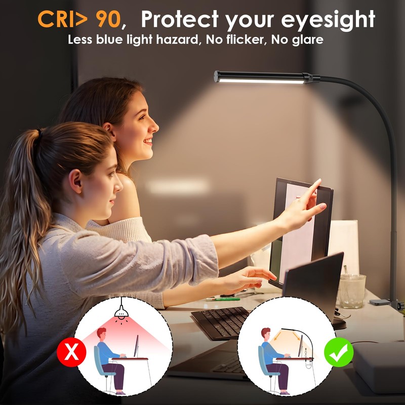 ShineTech LED Desk lamp with Clamp, 3000K Warm White 11