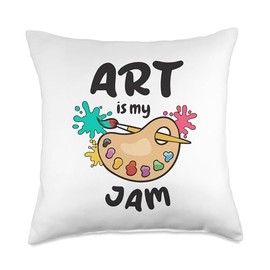 Art Is My Jam Brush Painter Paint Palette for Artists Throw Pillow