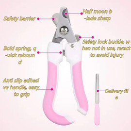 Cat Nail Clipper&Dog Nail Clipper, Sharp Blade, with Safety Guard- Avoid Over Cutting Pet Nail Clippers, Professional Pet Nail Trimmers (Pink)