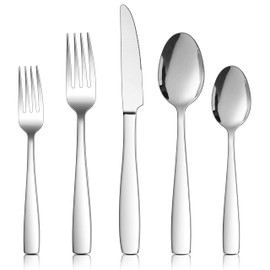 LIANYU 18/10 Flatware Set for 8, 40-Piece Stainless Steel Silverware Cutlery Set, Modern Square Eating Utensils Forks Spoons Tableware for Home Wedding Entertaining, Dishwasher Safe