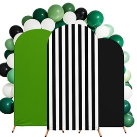 RimCereal Arch Backdrop Cover Set of 3 Wedding Arch Covers Spandex Backdrop Stand 4ft, 5ft, 6ft for Wedding Birthday Banquet Ceremony Decoration (Green)