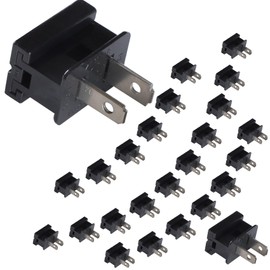 Aniai (25) Pack Vampire Plug, Slip and Slide Plug Add,Extension Cord Ends Male and Female, Replacement Electrical Plug 2 Prong, SPT-1 Wire (spt1 Male, Black)