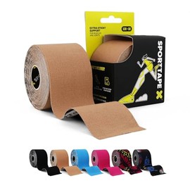 SPORTTAPE SPORTTAPE Kinesiology Tape - 5m Roll - Beige | Physio & Sports Injury Muscle Tape for Shoulder, Knee, Ankle Shin Splints Support. Waterproof & Hypoallergenic Kinetic Sports Tape