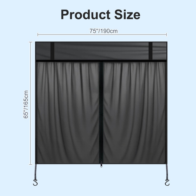 190 * 165cm Magnetic Car Tailgate Mesh Screen, Breathable Camping