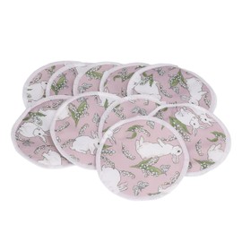 10Pcs Organic Washable Breast Pads, Reusable Nipple Pads for Maternity with Wash Bag (Rabbit)