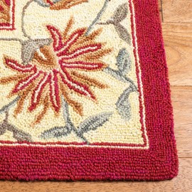 Safavieh Chelsea Collection HK141C Hand-Hooked French Country Wool Accent Rug, 2'6" x 4', Red